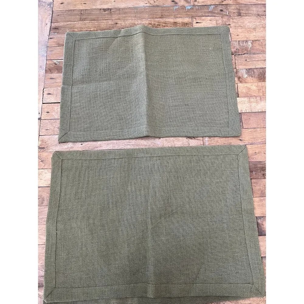 Olive Green Textured Burlap Jute Placemats Set of 4 20